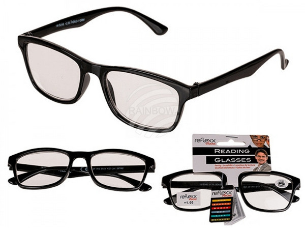 Reflexx Visions 5046 Reading Glasses, Black, Strength: +3.00